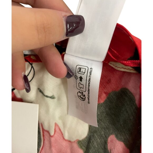 Zara Womens satin Skirt Medium M Red Floral Printed Midi Length 8702/069 NWT - Picture 8 of 15